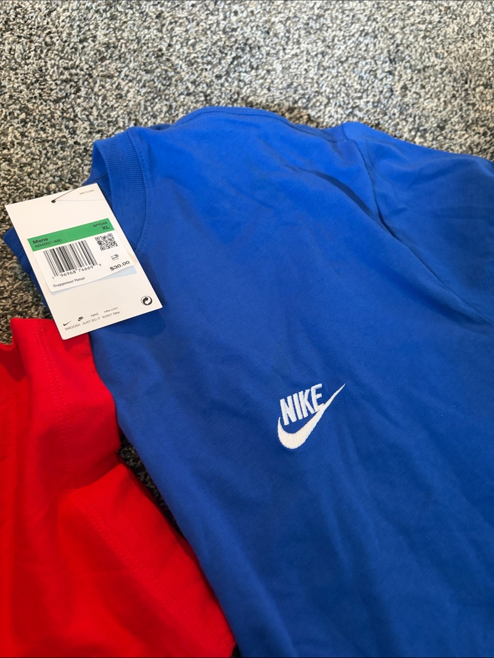 NWT Bundle Nike Red and Blue Swoosh Crew Tee Pair - Picture 5 of 5